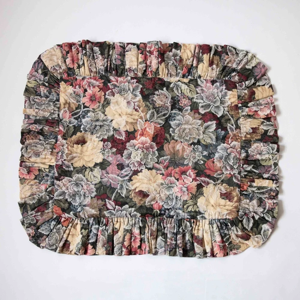 Set of 2 Vintage Cottagecore Floral Ruffle Pillow Shams Cases Covers | Standard
